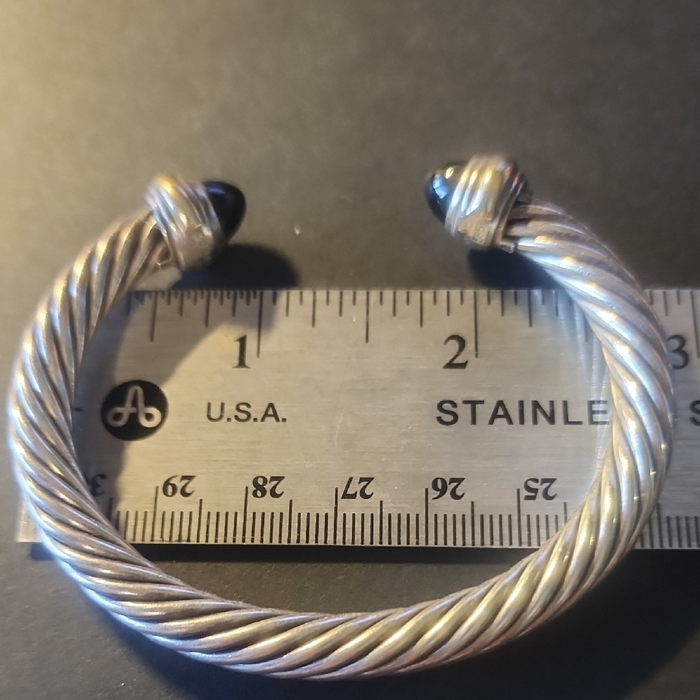 David Yurman 7mm Sterling 14k Yellow Gold And Black Onyx Classic Cable Bracelet